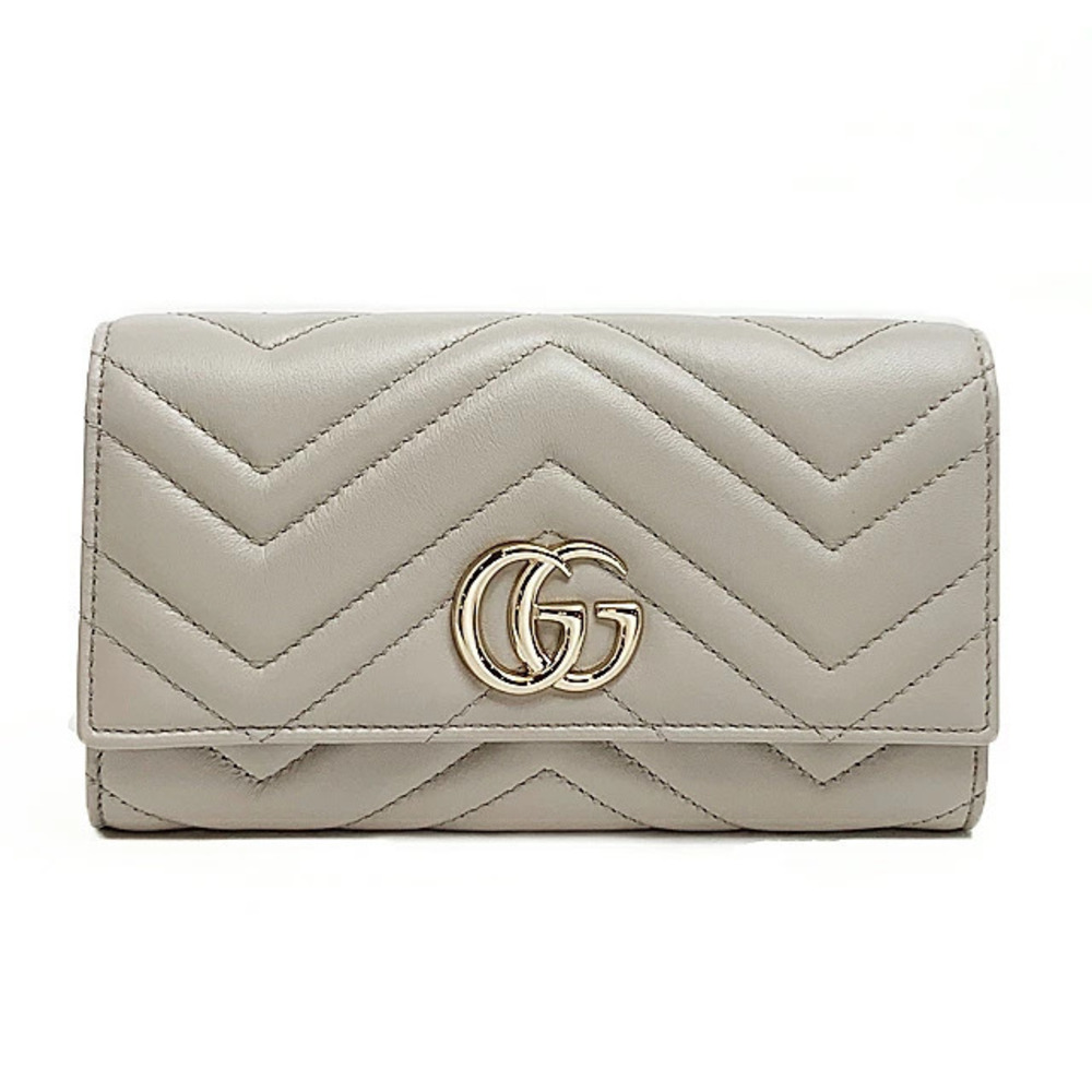 Gucci Long Wallet Double GG Continental Aafax Leather Gray